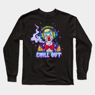 Hip Hop Clown with Wavey Text Artwork Long Sleeve T-Shirt